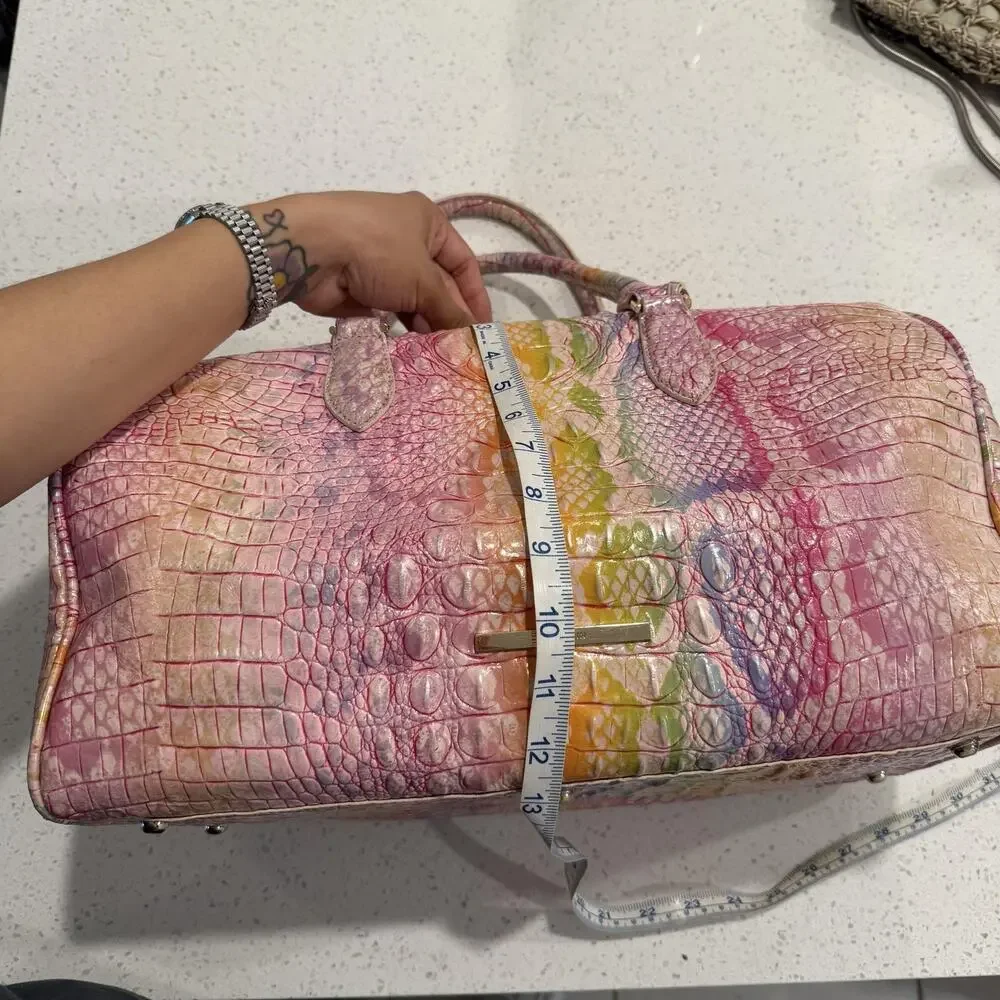 Brahmin Spencer Optimism Melbourne Weekender Leather Satchel Bag Croc Travel
